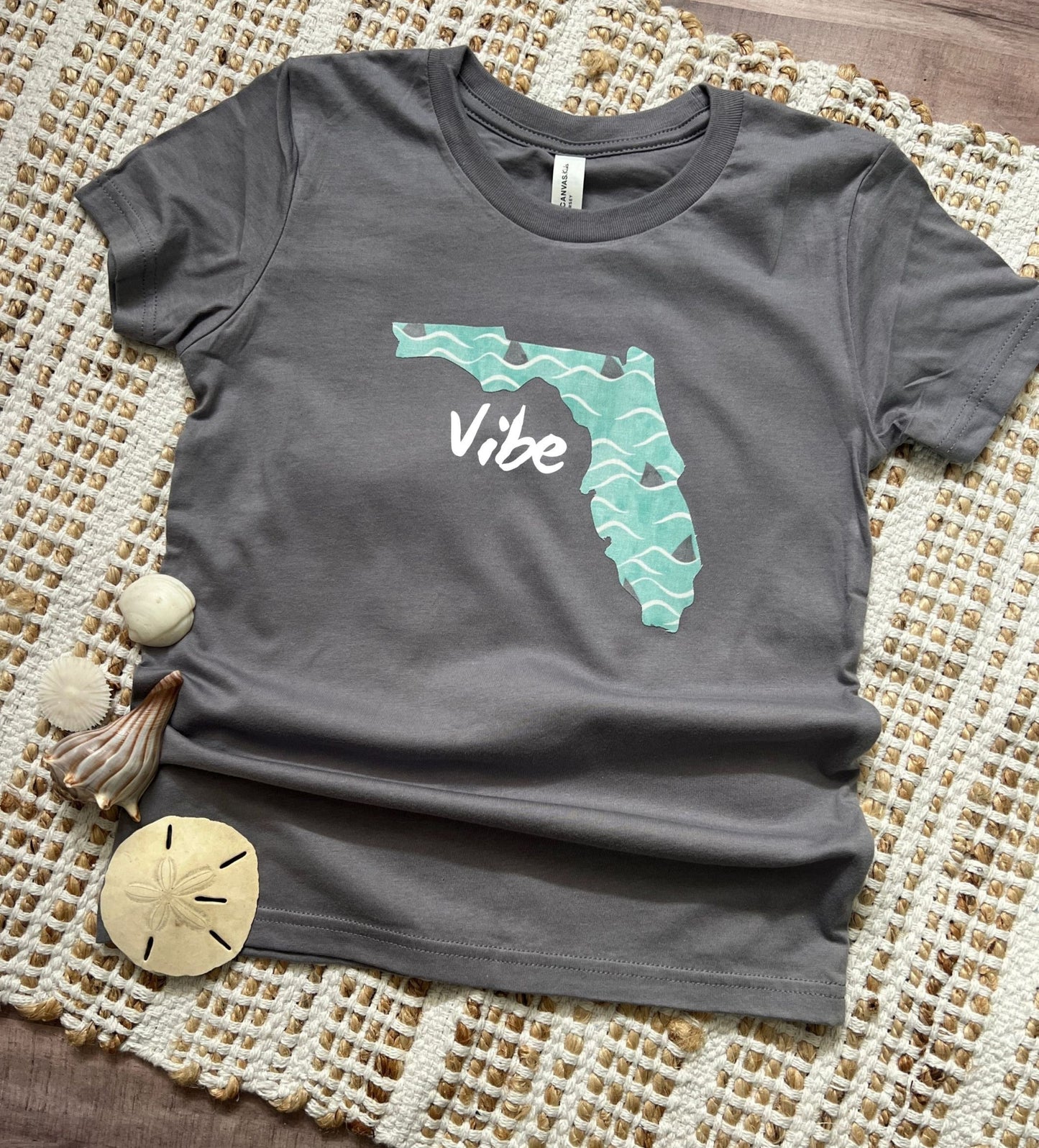 Florida 'vibe' boys tee, shark print Florida t-shirt