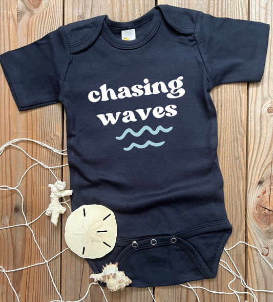 'Chasing Waves' baby boy bodysuit