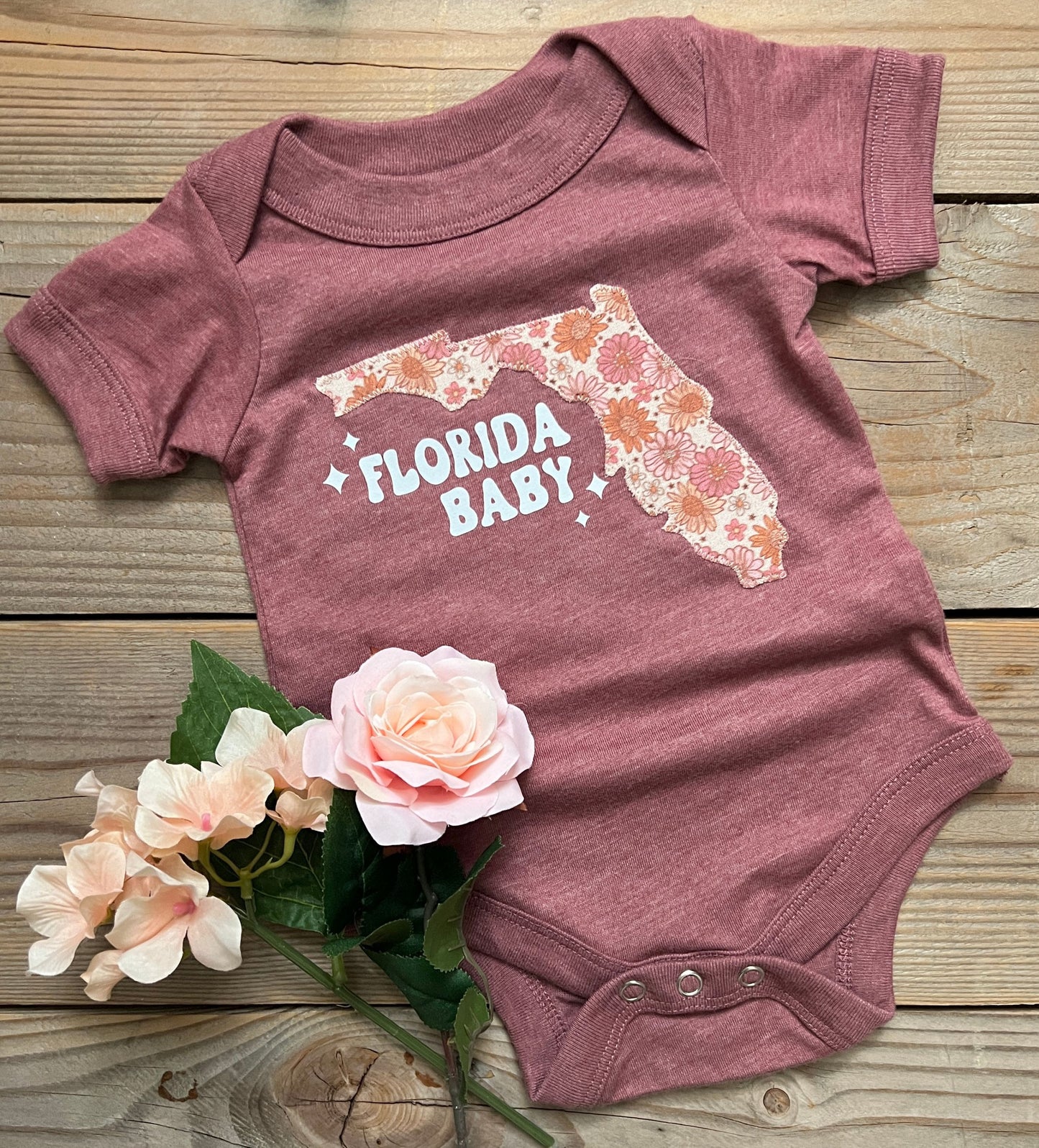 'Florida Baby' floral girl bodysuit