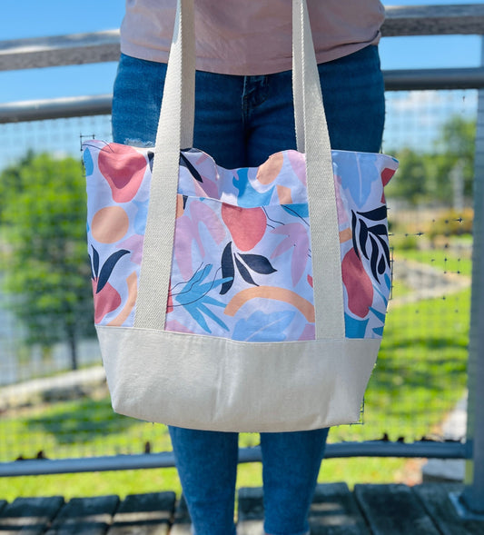 Colorful abstract print tote bag