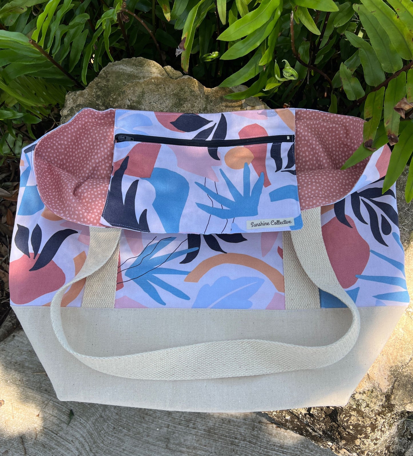 Tropical print tote bag