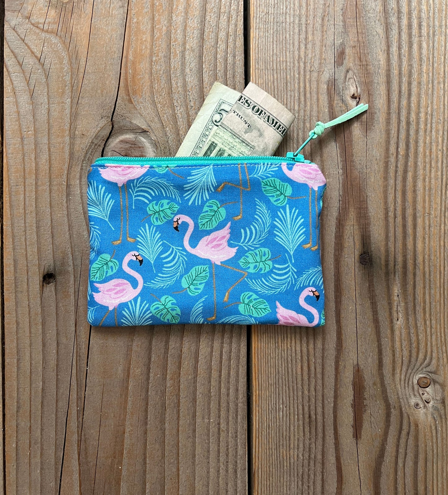 Flamingo print coin purse