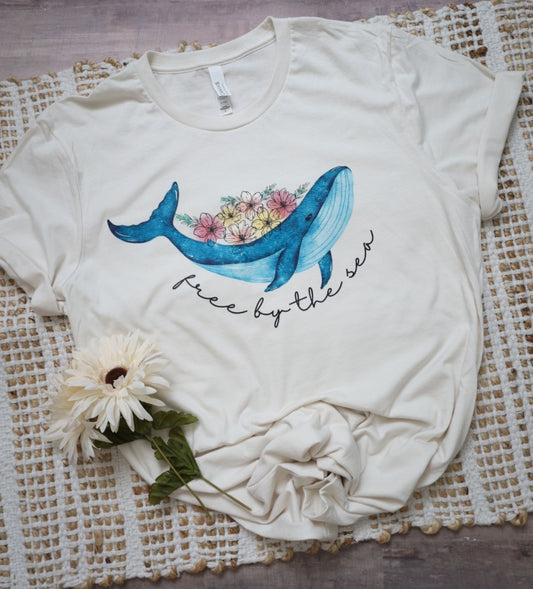 'Free by the Sea' whale t-shirt