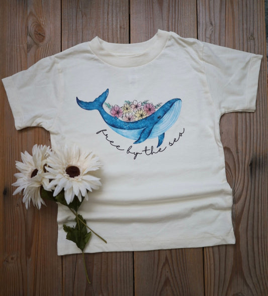 Girl's whale 'free by the sea' t-shirt