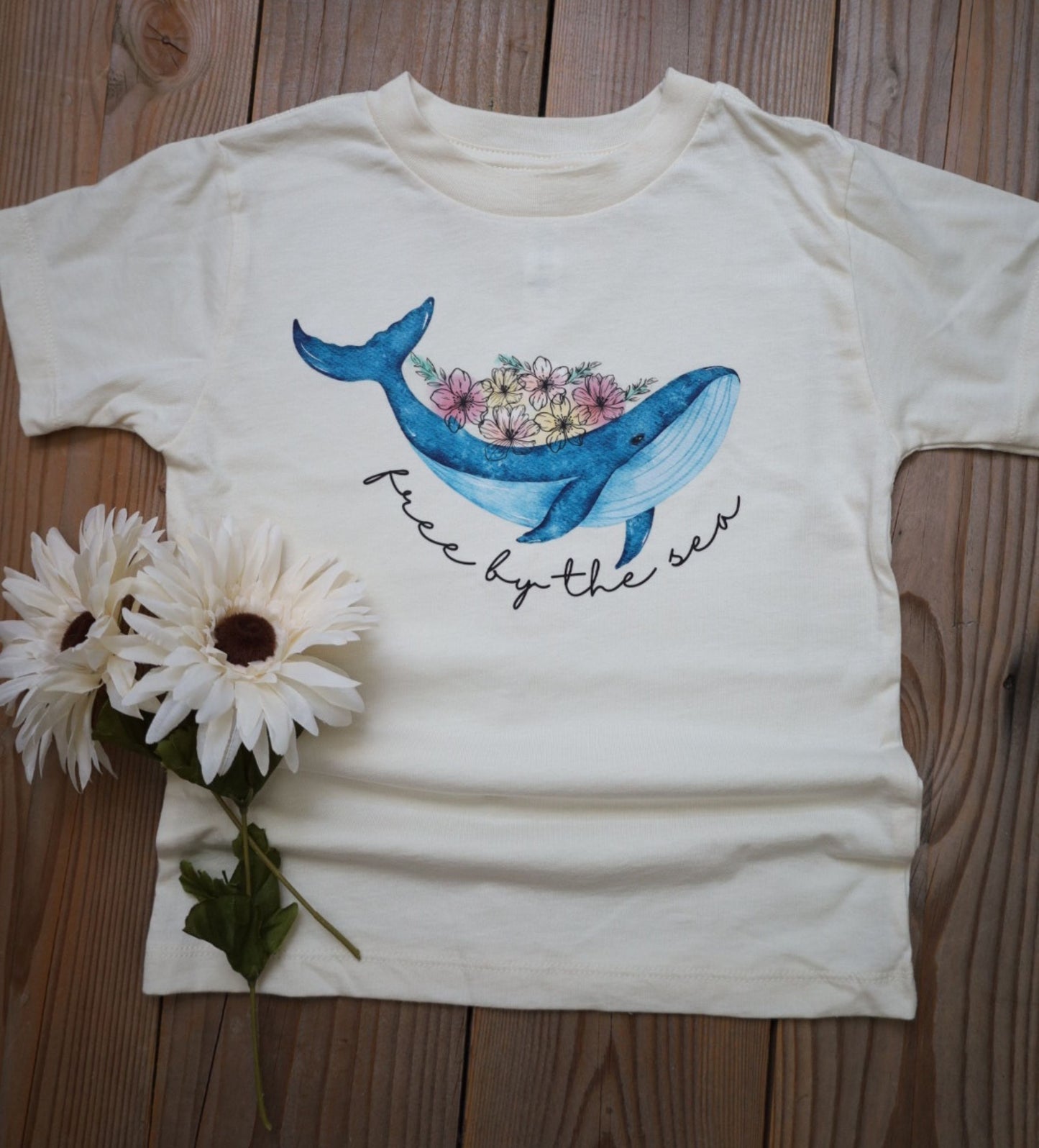 Girl's whale 'free by the sea' t-shirt