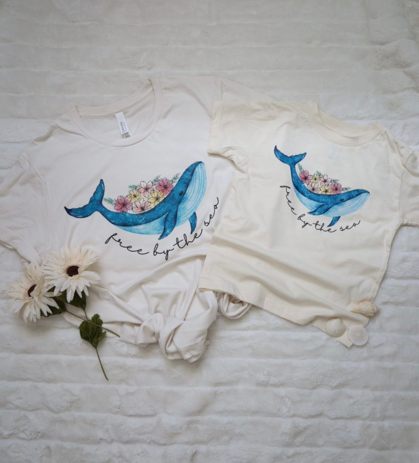 Girl's whale 'free by the sea' t-shirt