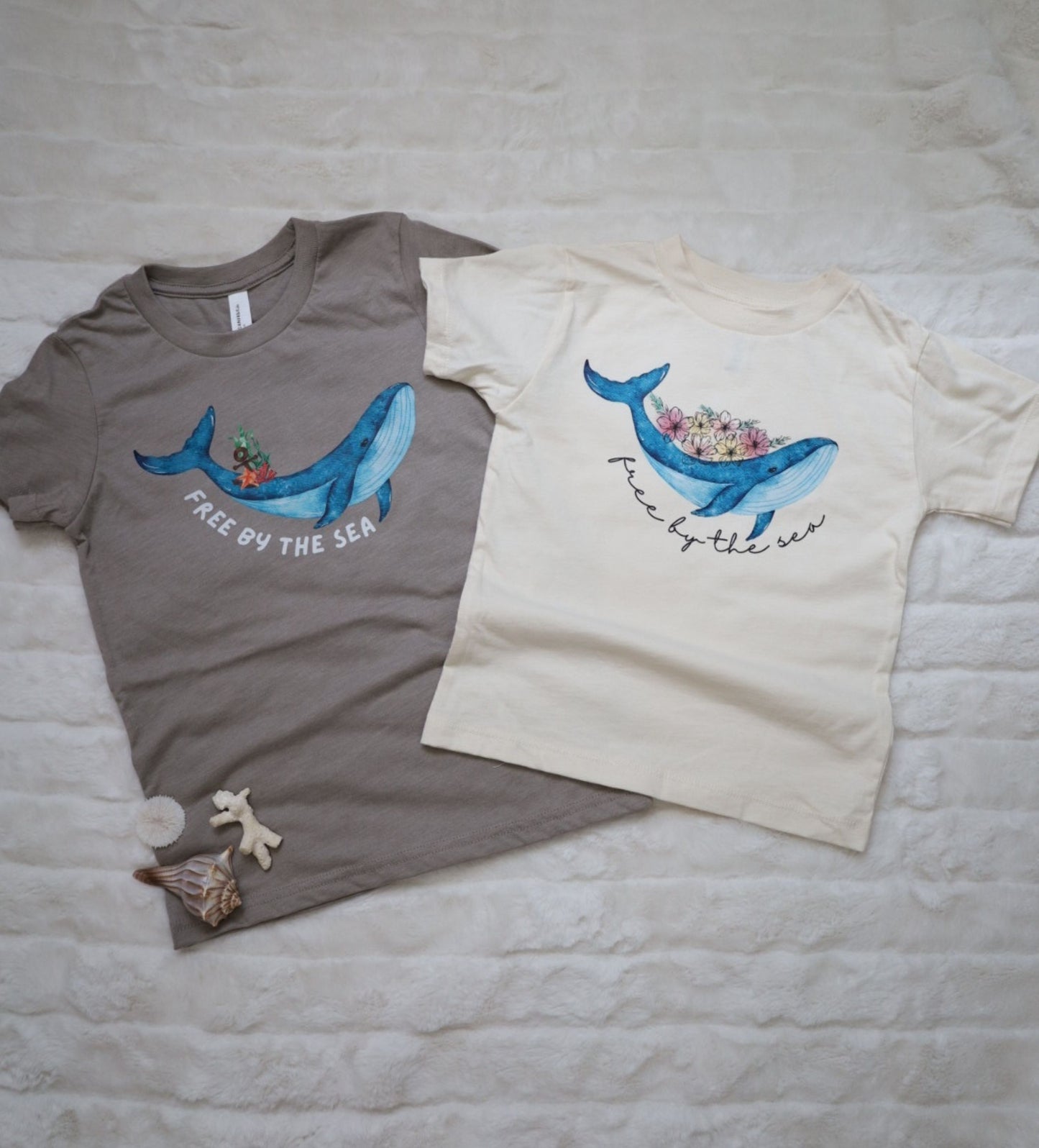 Girl's whale 'free by the sea' t-shirt