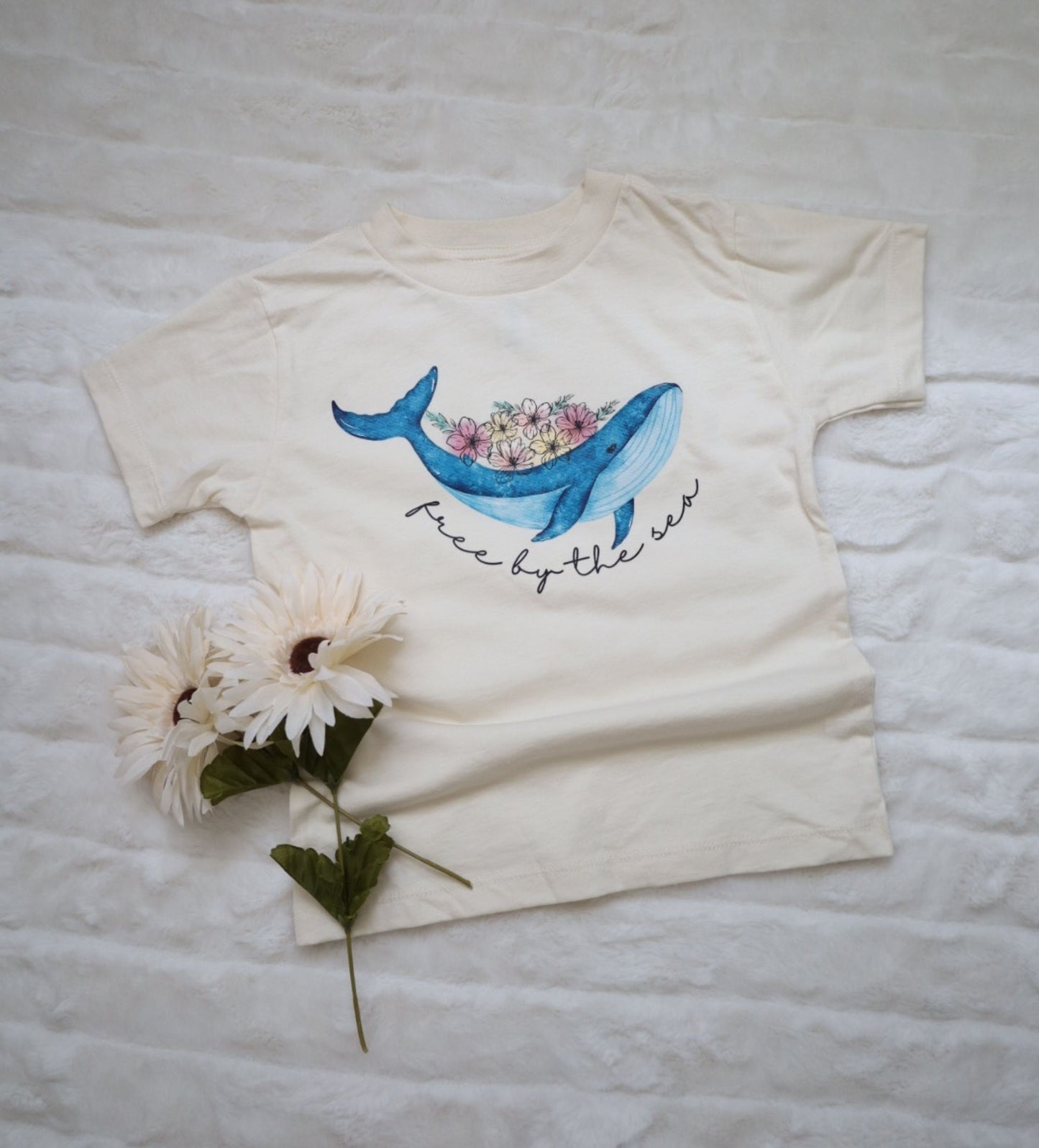 Girl's whale 'free by the sea' t-shirt