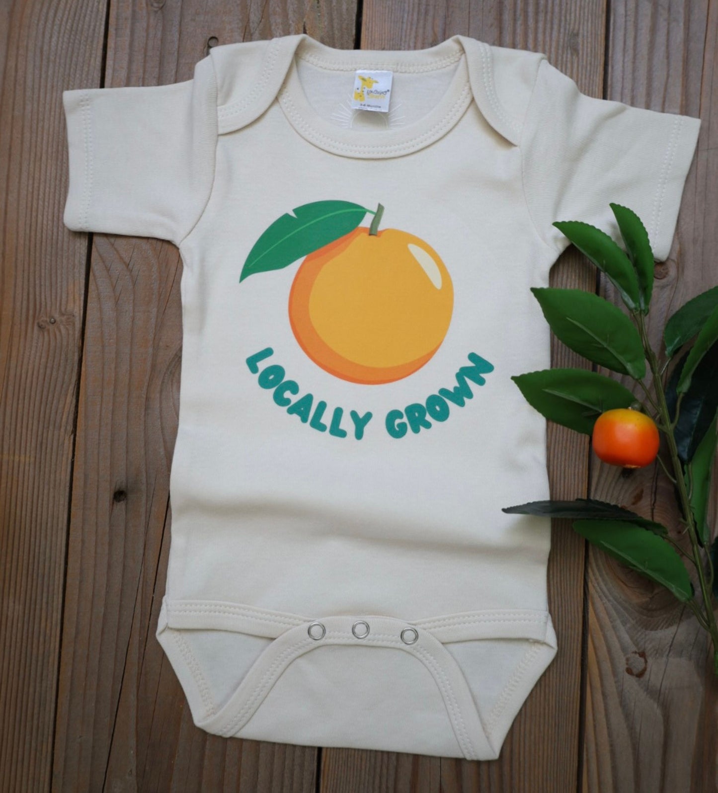 'Locally Grown' gender neutral baby bodysuit