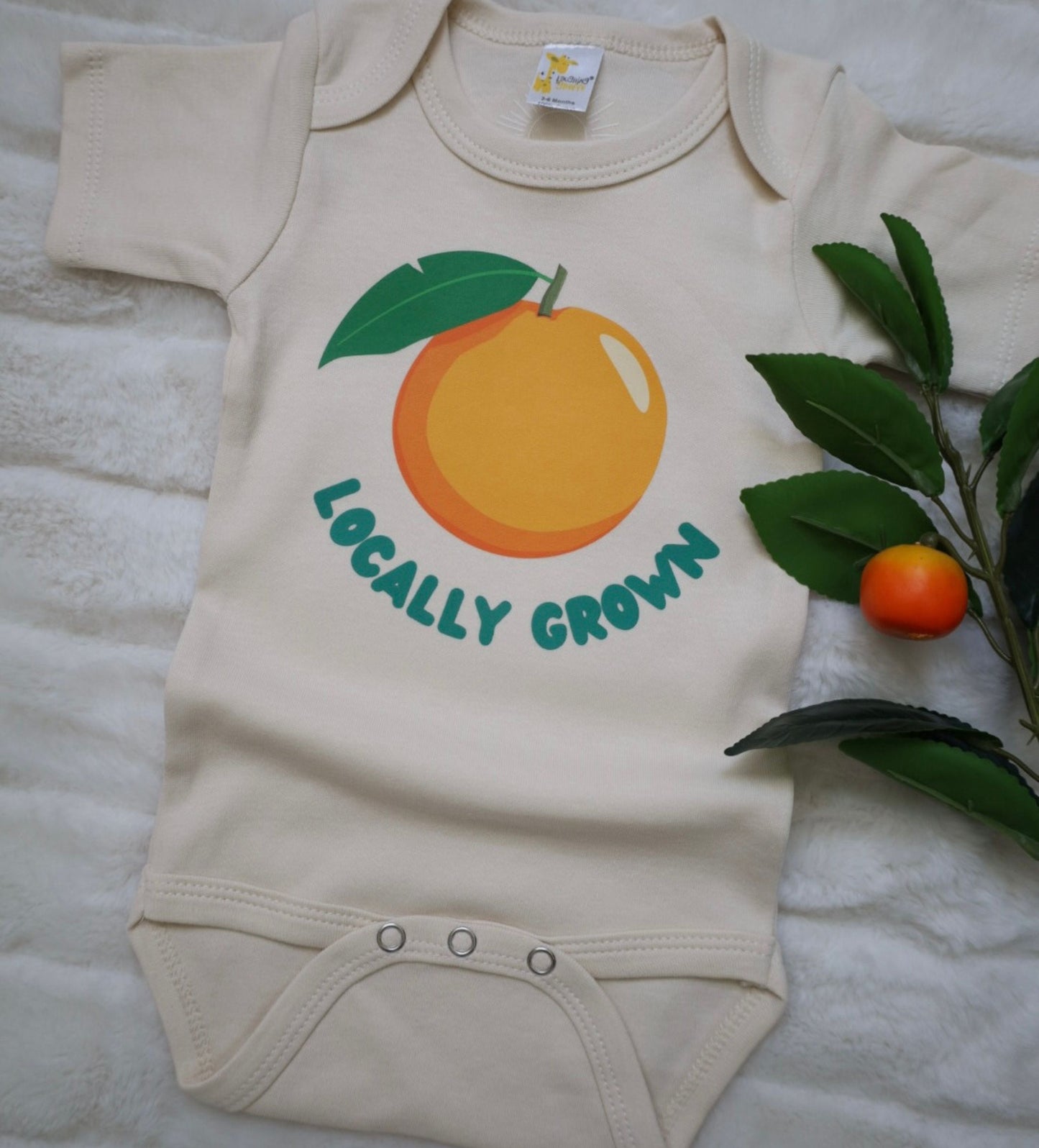 'Locally Grown' gender neutral baby bodysuit