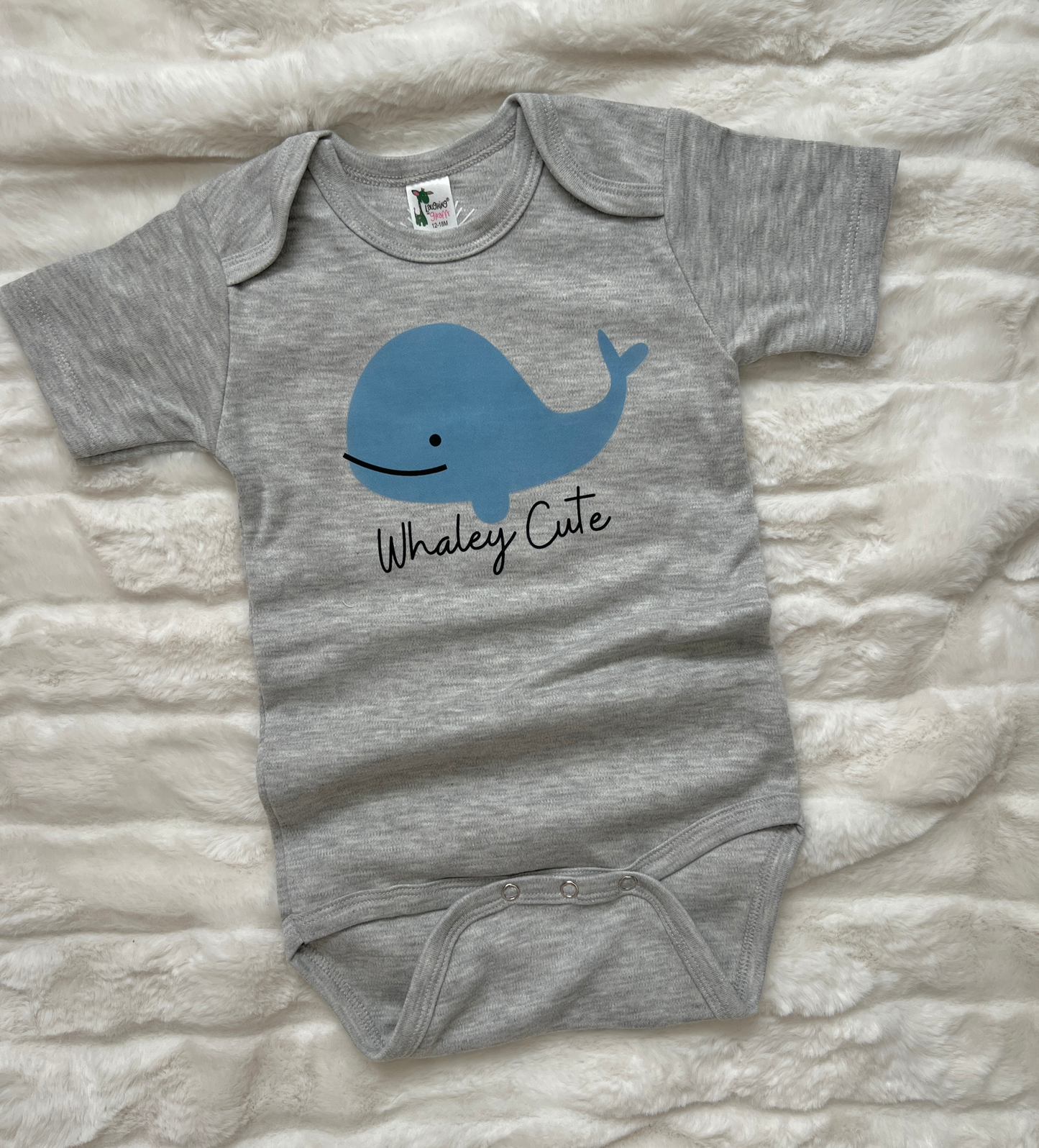 'Whaley Cute' baby bodysuit, cute baby whale bodysuit