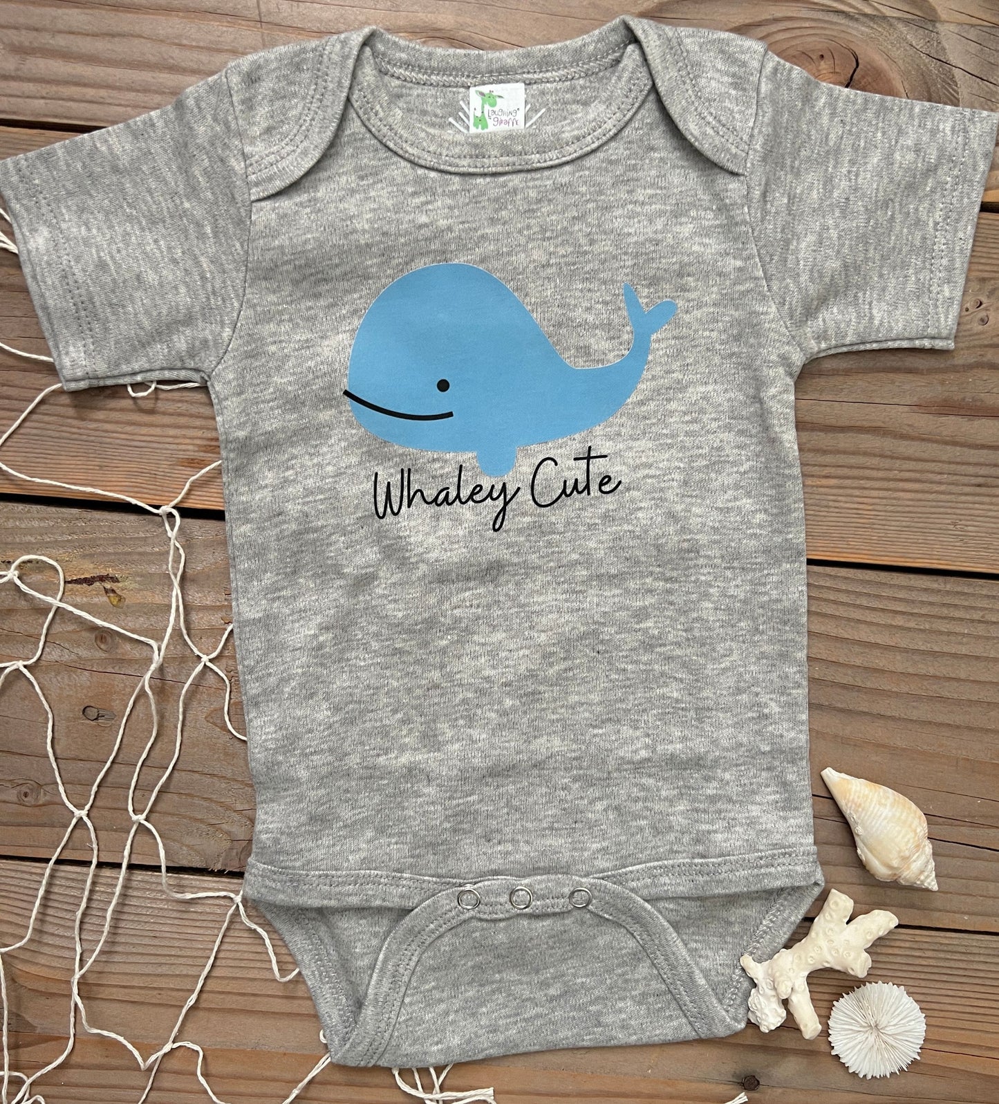 'Whaley Cute' baby bodysuit, cute baby whale bodysuit