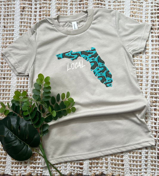 Florida 'local' boy’s tee, alligator print Florida t-shirt